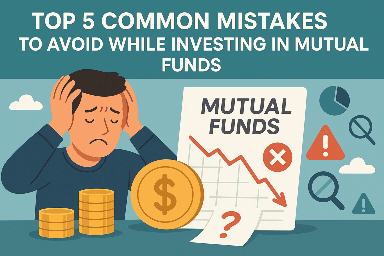 Illustration showing common mutual fund investment mistakes in India