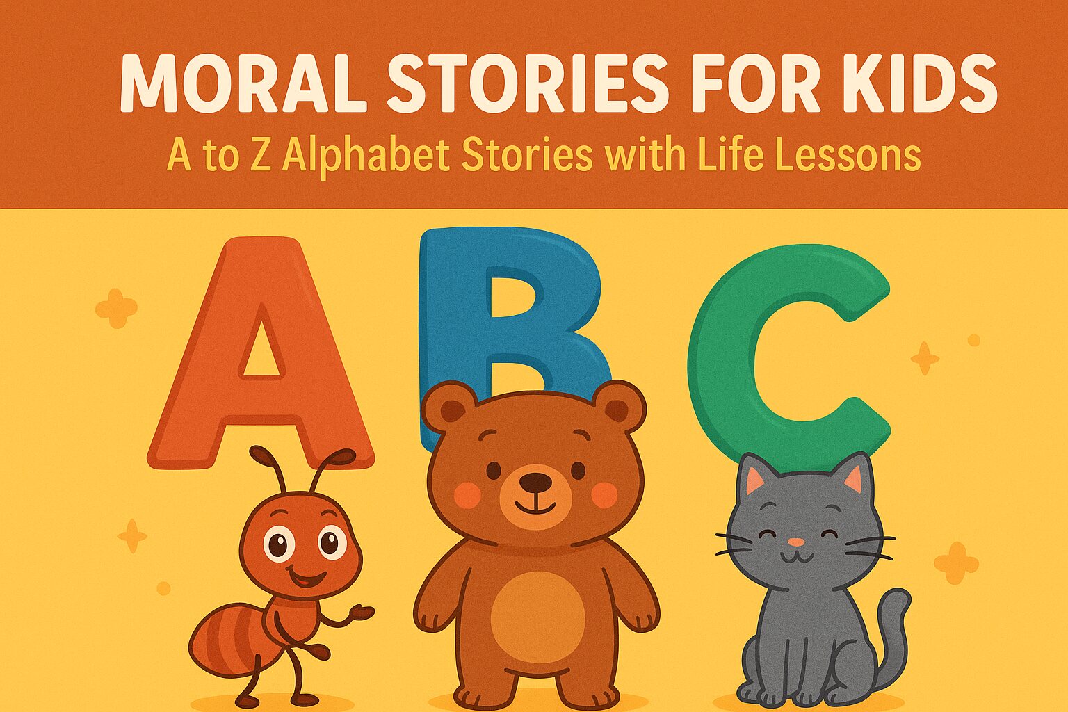 Alphabet moral stories for kids from A to Z teaching life lessons with cute animal characters