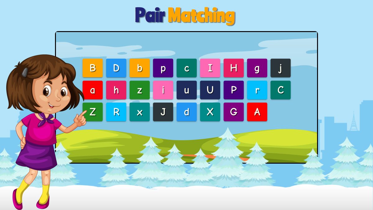 Pair matching activity for kids to develop memory and matching skills