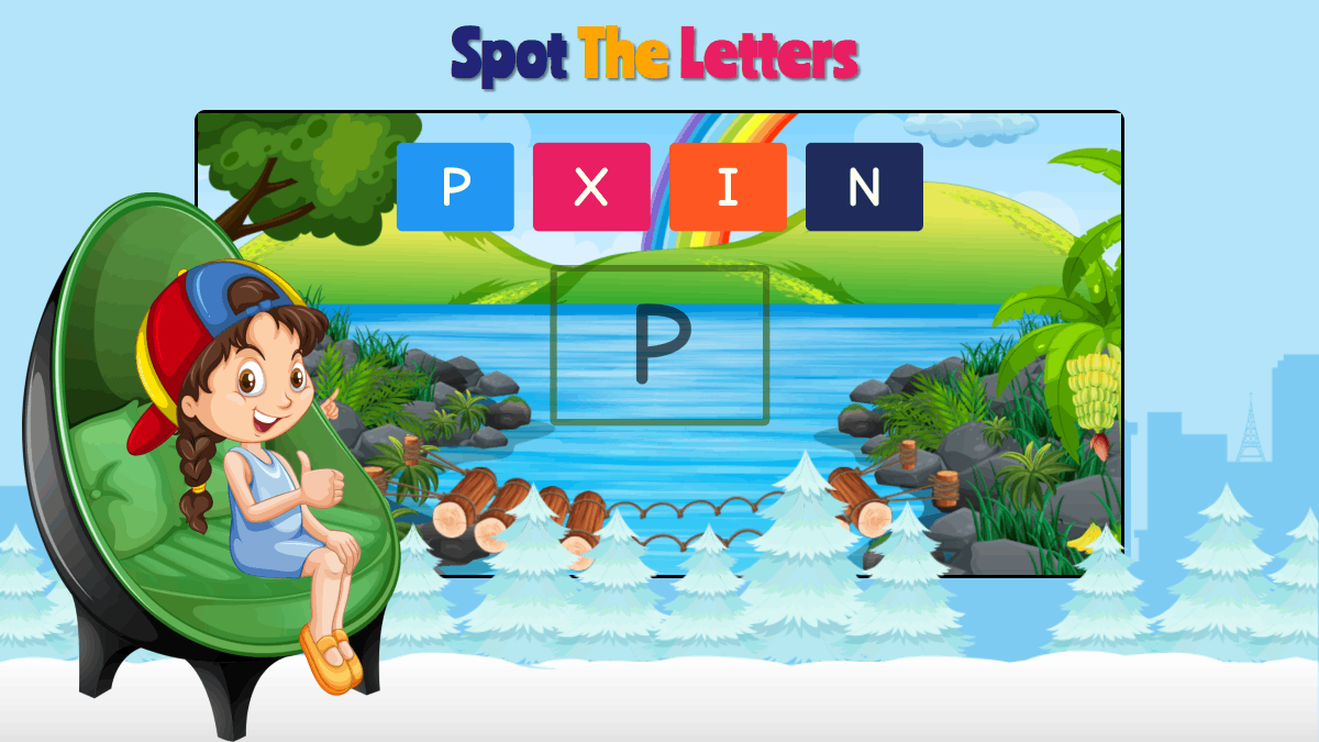 Spot the letters game for children to improve alphabet recognition